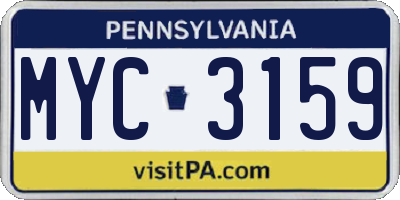 PA license plate MYC3159