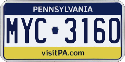 PA license plate MYC3160