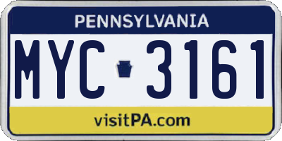 PA license plate MYC3161