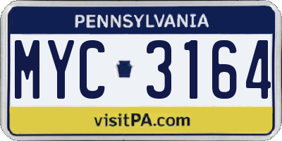 PA license plate MYC3164