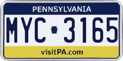 PA license plate MYC3165