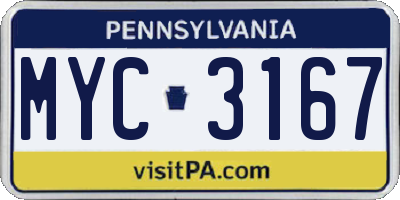 PA license plate MYC3167