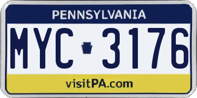 PA license plate MYC3176