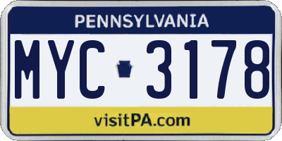 PA license plate MYC3178
