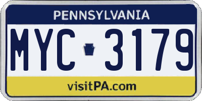 PA license plate MYC3179