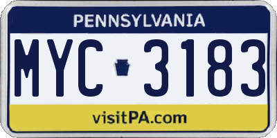 PA license plate MYC3183