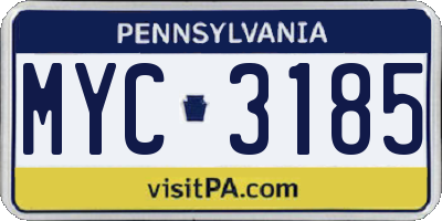 PA license plate MYC3185