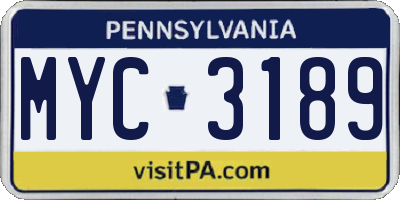PA license plate MYC3189