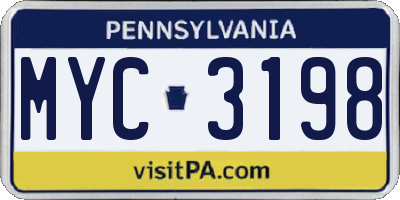 PA license plate MYC3198