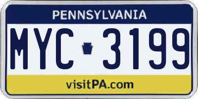 PA license plate MYC3199