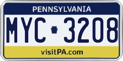 PA license plate MYC3208