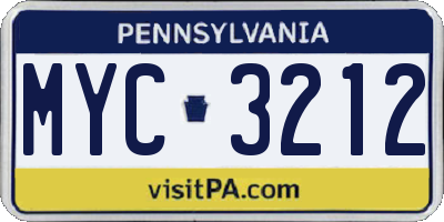 PA license plate MYC3212