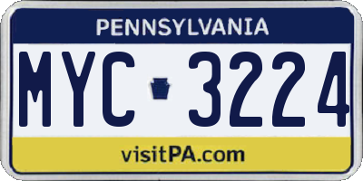 PA license plate MYC3224