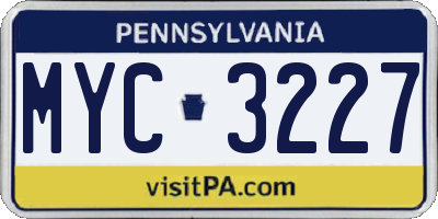 PA license plate MYC3227