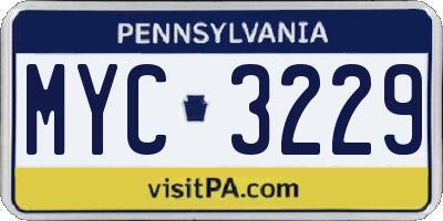 PA license plate MYC3229