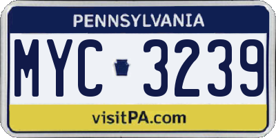 PA license plate MYC3239