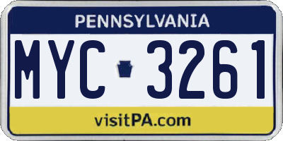 PA license plate MYC3261