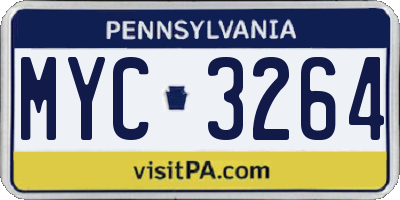 PA license plate MYC3264