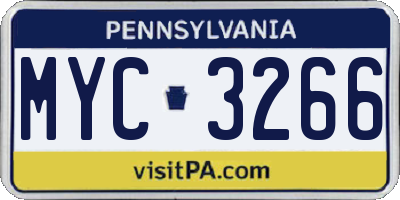 PA license plate MYC3266