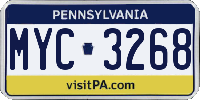 PA license plate MYC3268