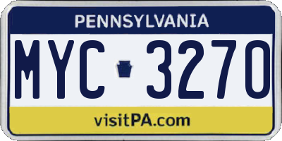 PA license plate MYC3270