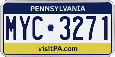 PA license plate MYC3271