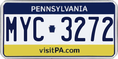 PA license plate MYC3272