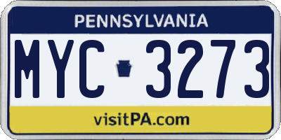 PA license plate MYC3273