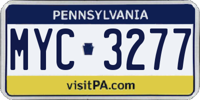 PA license plate MYC3277
