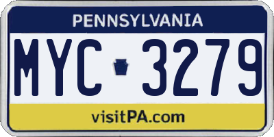 PA license plate MYC3279