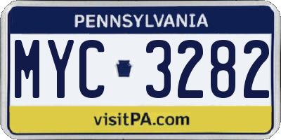 PA license plate MYC3282