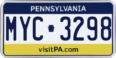 PA license plate MYC3298