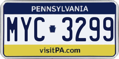 PA license plate MYC3299