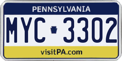 PA license plate MYC3302
