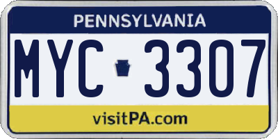 PA license plate MYC3307