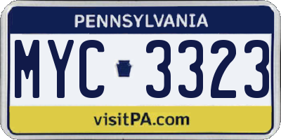 PA license plate MYC3323