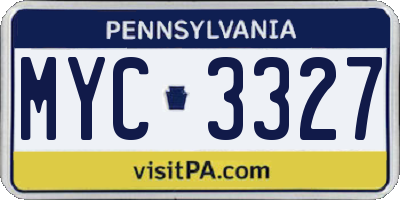 PA license plate MYC3327