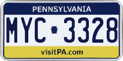 PA license plate MYC3328