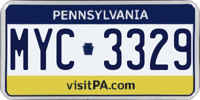 PA license plate MYC3329