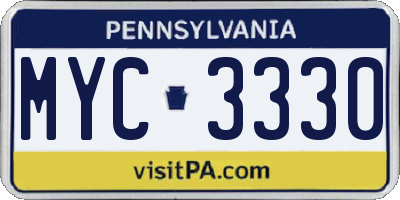 PA license plate MYC3330
