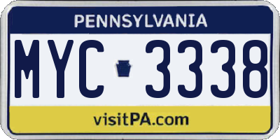PA license plate MYC3338