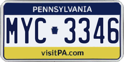 PA license plate MYC3346