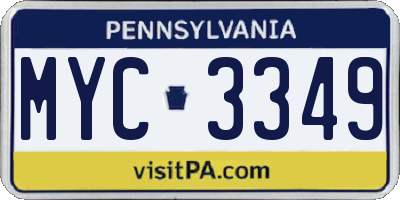 PA license plate MYC3349