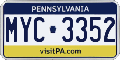 PA license plate MYC3352