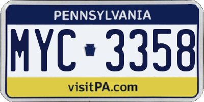 PA license plate MYC3358