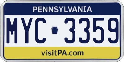 PA license plate MYC3359