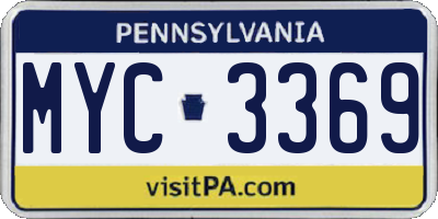 PA license plate MYC3369