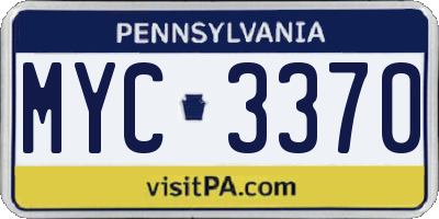 PA license plate MYC3370