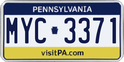 PA license plate MYC3371