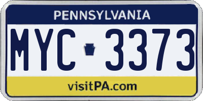 PA license plate MYC3373